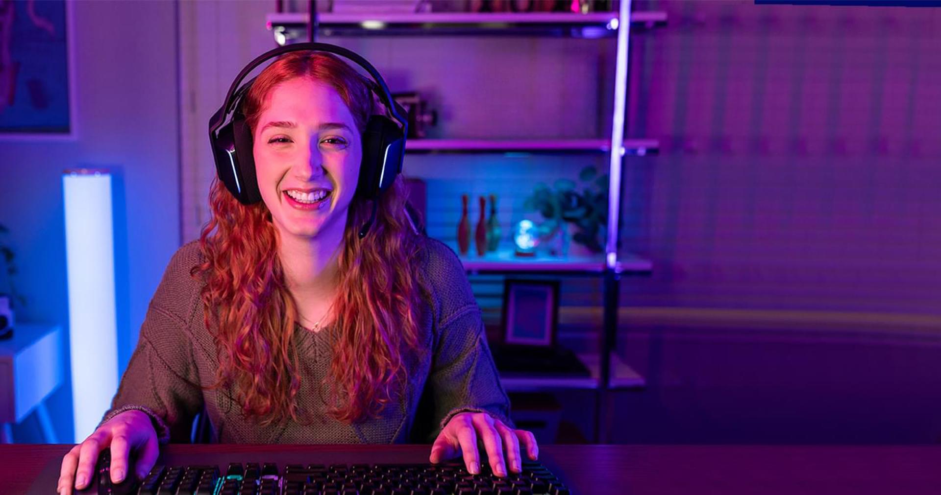 Girl with headset